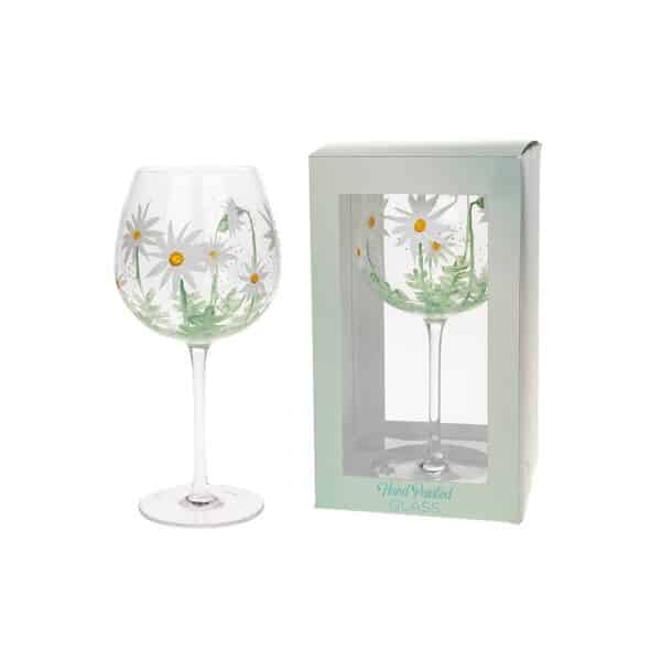 Hand Painted Daisy Gin Glass