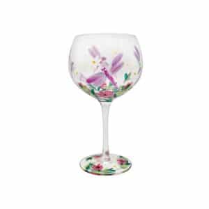 Hand Painted Dragonfly Gin Glass