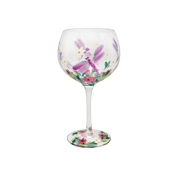 Hand Painted Dragonfly Gin Glass