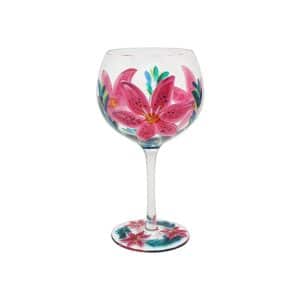 Hand Painted Lily Gin Glass