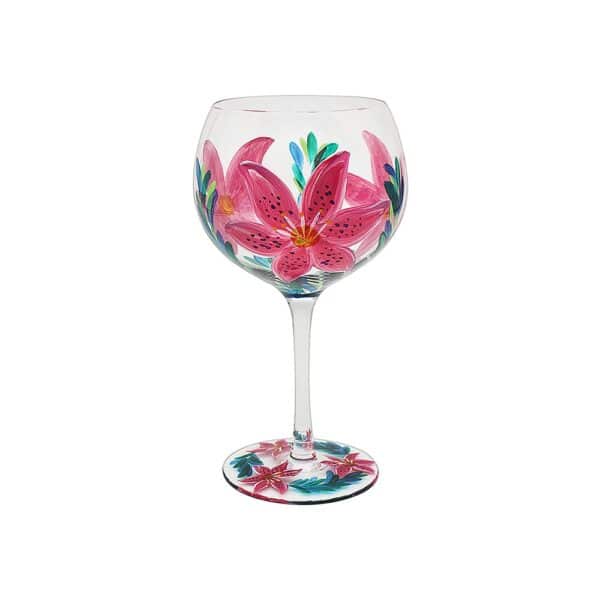 Hand Painted Lily Gin Glass