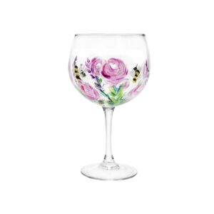 Hand Painted Bee Pink Gin Glass