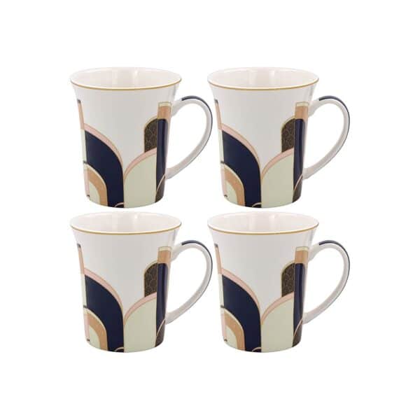 Fine China Art Deco Mugs Set of 4