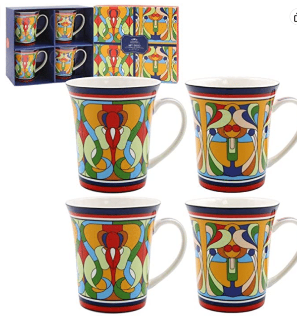 Art Deco Fantasy Set of 4 Mug Set