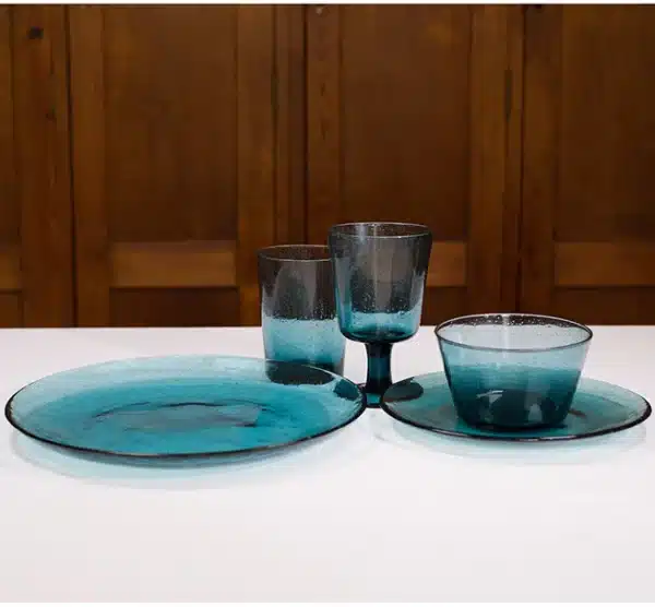 Small Handmade Glass Bowl - Mineral Blue - Image 4