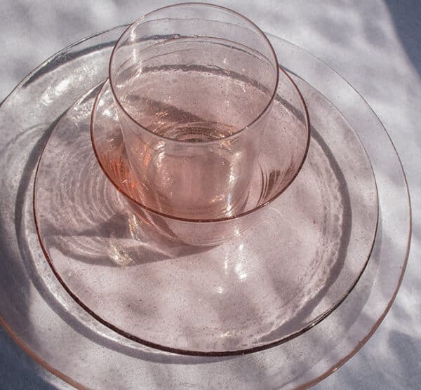 Small Handmade Glass Bowl - Old Rose - Image 5