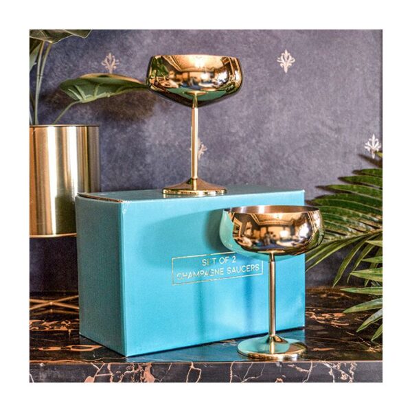 Set of 2 Gold Champagne Saucers - Image 2
