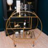 Gold Round Art Deco Serving Drinks Trolley - Image 2