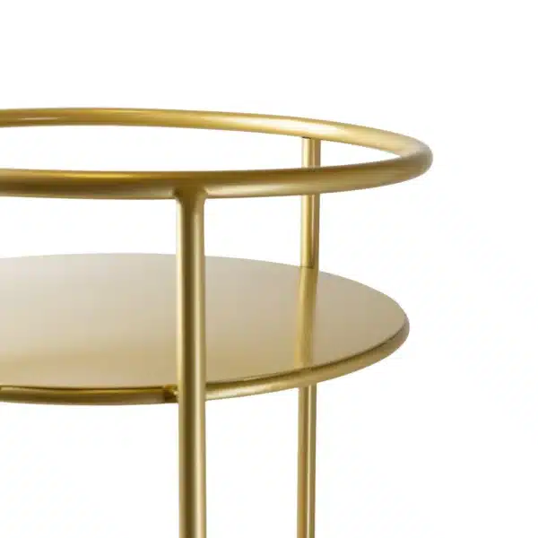 Round Metal Gold Trolley with Two Shelves - Image 3