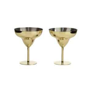 Set of 2 Gold Margarita Glasses