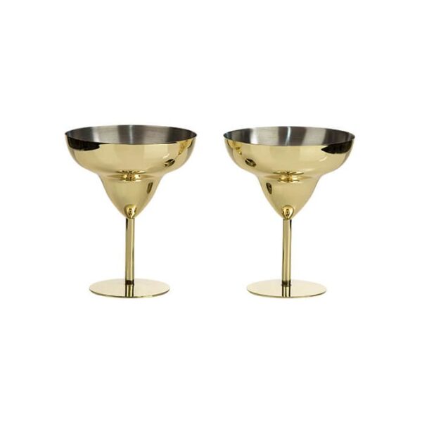 Set of 2 Gold Margarita Glasses