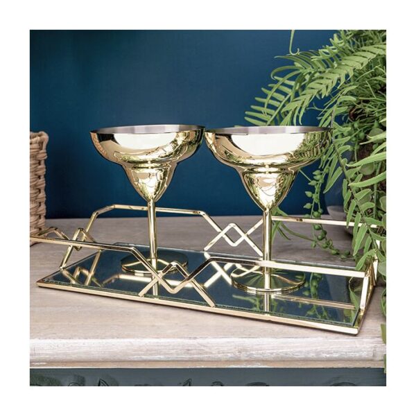 Set of 2 Gold Margarita Glasses - Image 2