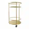 Round Metal Gold Trolley with Two Shelves - Image 2