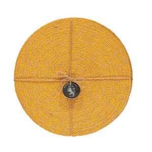 Jute Place-mats in Indian Yellow/Natural, Tied Set Of 4