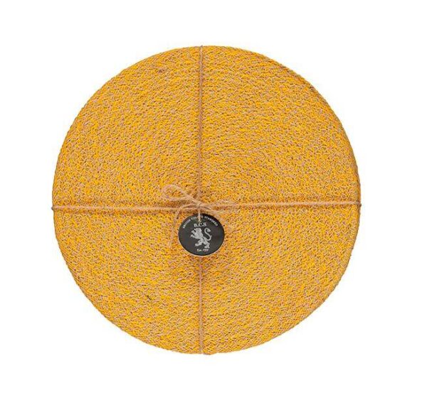 Jute Place-mats in Indian Yellow/Natural, Tied Set Of 4