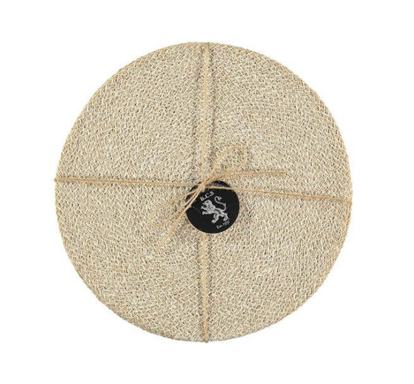 Jute Place-mats in Pearl White/Natural, Tied Set Of 4