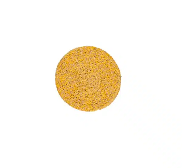 Jute Coasters In Indian Yellow/Natural, Tied Set Of 4 - Image 2