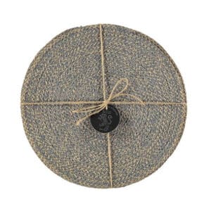 Jute Place-mats In Gull Grey/Natural, Tied Set Of 4