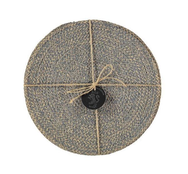 Jute Place-mats In Gull Grey/Natural, Tied Set Of 4