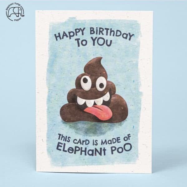 Eco Happy Birthday Card, Made from Elephant Poo