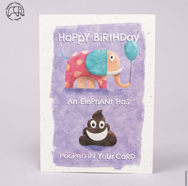 Eco Happy Birthday Card, Made from Elephant Poo
