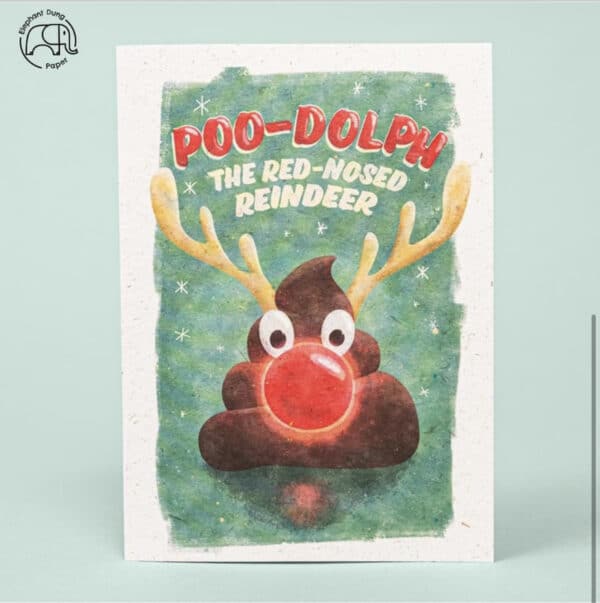 Eco Poo-dolph Christmas Card, Made from Elephant Poo