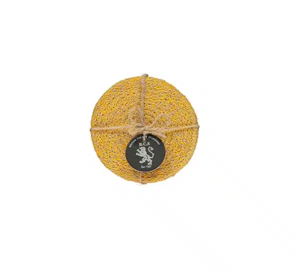 Jute Coasters In Indian Yellow/Natural, Tied Set Of 4