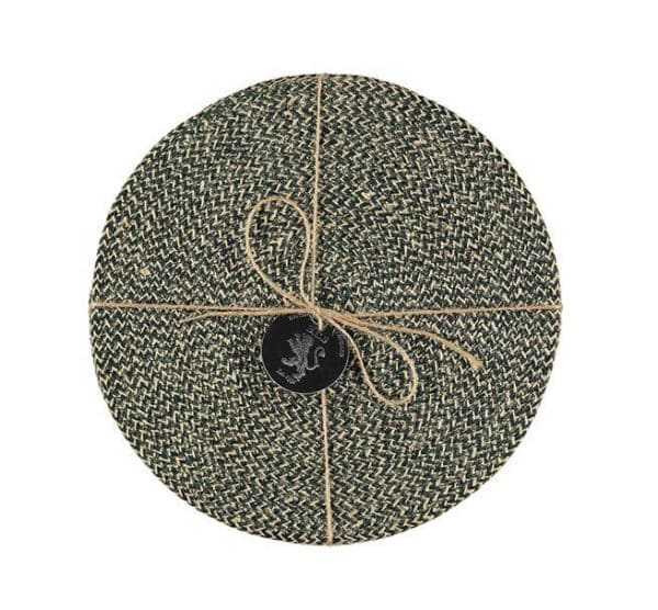 Jute Place-mats In Olive/Natural, Tied Set Of 4