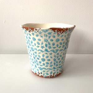 Handmade Distressed Blue Seashell Plant Pot