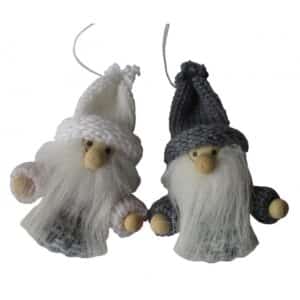 Bearded man hanging Christmas decoration