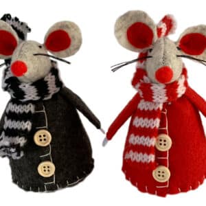 Christmas Mouse with stripey scarf
