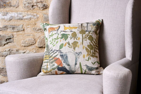 Sam Wilson 'In the Woods' Square Linen Cushion