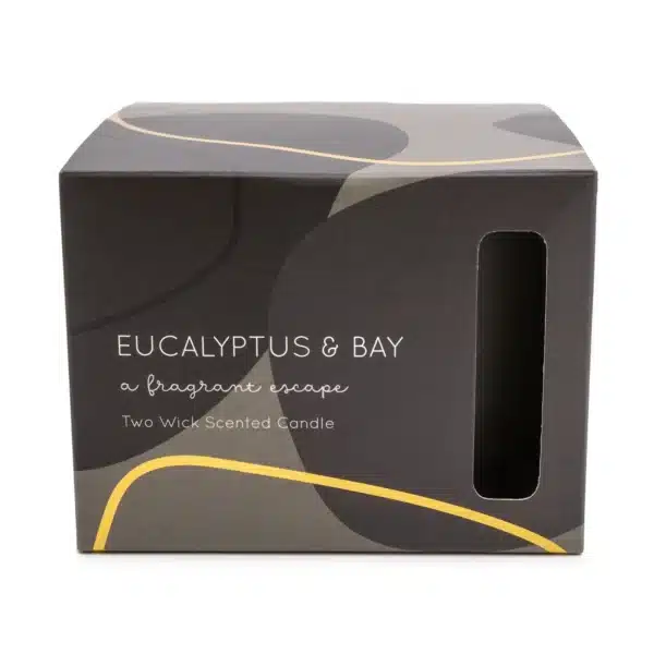 Eucalyptus & Bay Two Wick Glass Wax Filled Pot Candle - Image 3