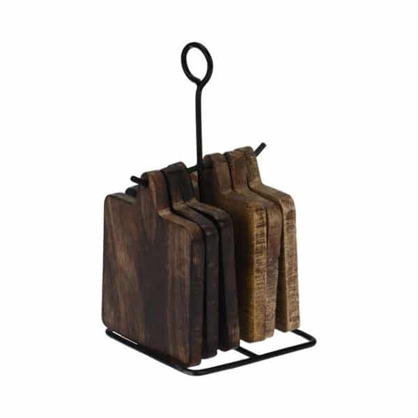 Rustic Wooden Coaster Set Of 6 with stand