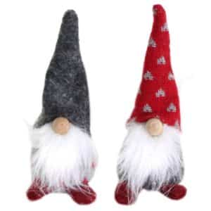 Standing Santa Gonk Red And Grey With Wooden Nose