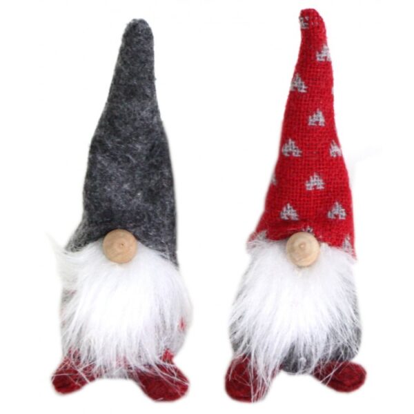 Standing Santa Gonk Red And Grey With Wooden Nose