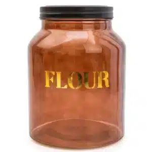 Flour Vintage Style Glass storage Jar in Amber Gold