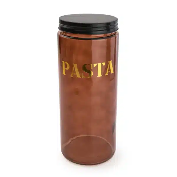 Pasta Vintage Style Glass storage Jar in Amber Gold