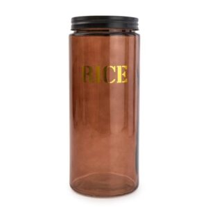 Rice Vintage Style Glass storage Jar in Amber Gold