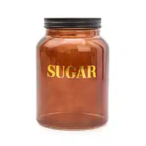 Sugar Vintage Style Glass storage Jar in Amber Gold
