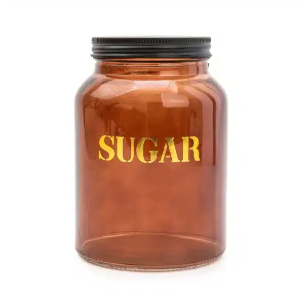 Sugar Vintage Style Glass storage Jar in Amber Gold