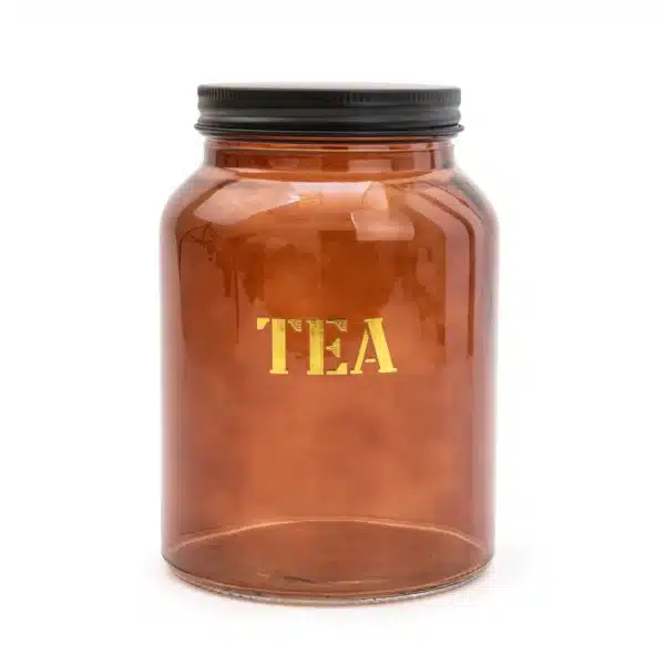 Tea Vintage Style Glass storage Jar in Amber Gold