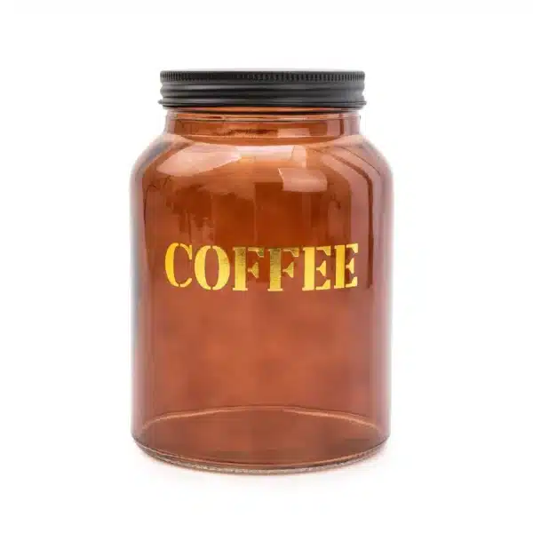 Coffee Vintage Style Glass storage Jar in Amber Gold