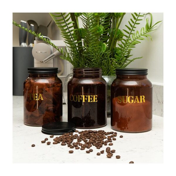 Coffee Vintage Style Glass storage Jar in Amber Gold - Image 2