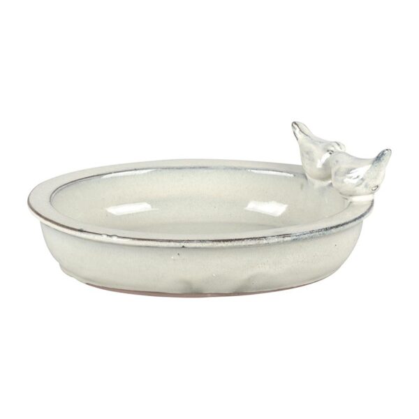 Ceramic Oval Bird Bath - White image
