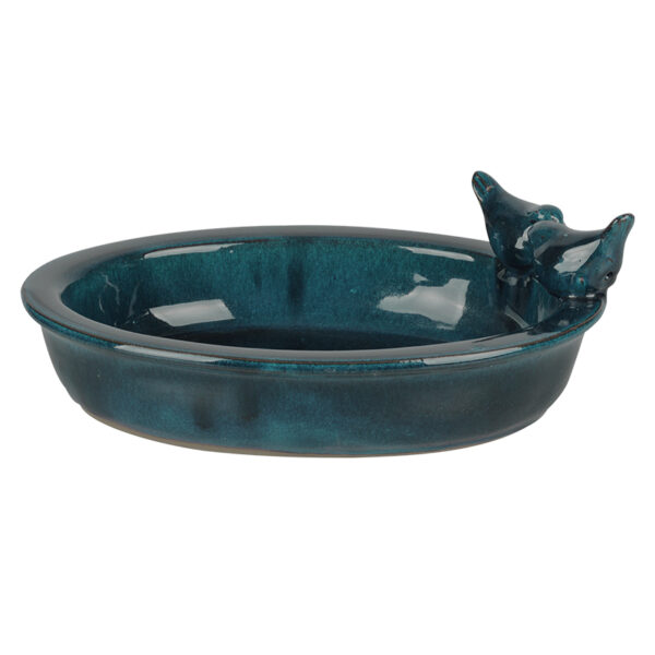 Ceramic Oval Bird Bath Blue image