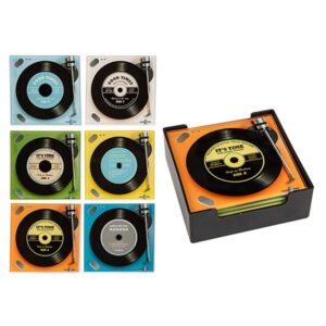 Record Multi Colour Coasters Square Set of 6