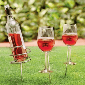 Wine bottle and 2 glass holder set