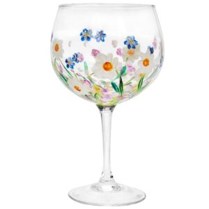 Hand Painted Flower Dainty Daisy Gin Glass