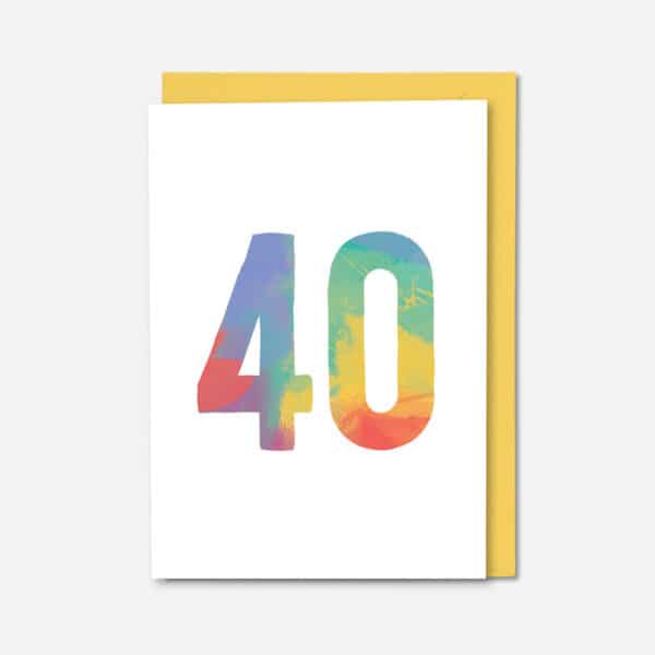 number 40 in muti colours on a white background